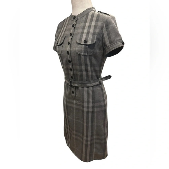 Burberry plaid 100%wool belted dress size 4 - Picture 5 of 16